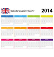 Calendar 2014 English Type 17 vector image