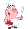Happy Pig Chef Holding A Fork vector image