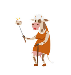 Funny picture cow photographer mamal person take Funny picture cow photographer mamal person take vector image