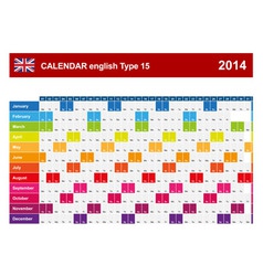 Calendar 2014 English Type 15 vector image