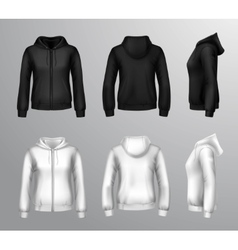 Women Black And White Hooded Sweatshirts vector image