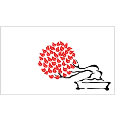 Bonsai and Japanese flag vector image