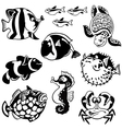 Cartoon fishes black and white vector image