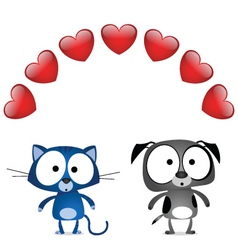 Cat dog valentine lovers vector image