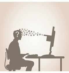 Computer and the person vector image