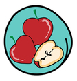 Three Red Apple on Round Green Background vector image