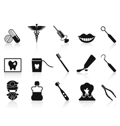Black dental icons set vector image