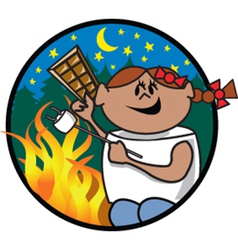 Girl roasting marshmellow vector image