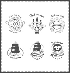 Set of wedding vintage design elements vector image