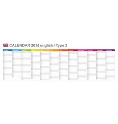 Calendar 2014 English Type 3 vector image