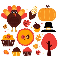 Thanksgiving design elements set vector image