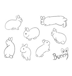 Set of drawing small bunny vector image