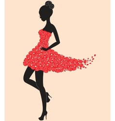 Dancer girl in dress of roses vector image