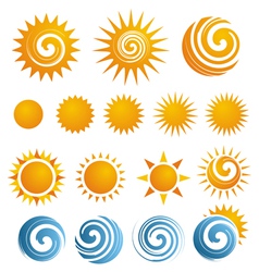 Sun icons collection vector image