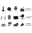 Black movies icons set vector image