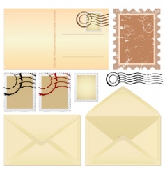 Postcard and stamps vector image