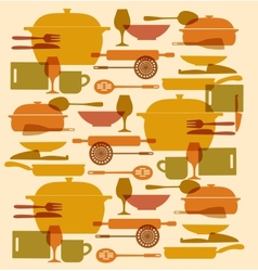 Background kitchenware set vector image