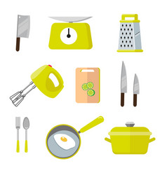 Vintage kitchen colorful tools set of tools for Vintage kitchen colorful tools set of tools for vector image