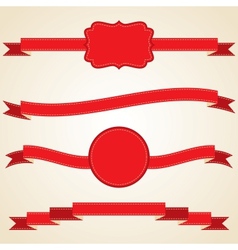 Set of curled red ribbons vector image