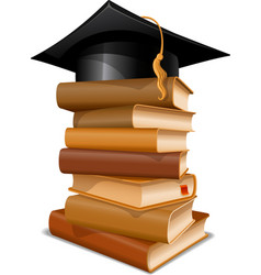 Books with graduation cap vector image