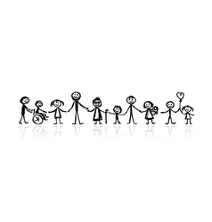 Family together sketch vector image