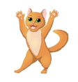 Cartoon cat raising hands vector image