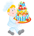 Pastry cook with a cake vector image