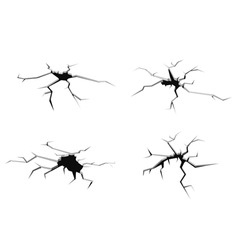 Set of cracks in ground isolated on white backgrou vector image