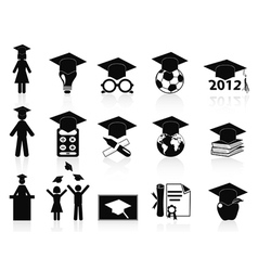 Black Graduation icons set vector image