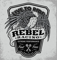 Rebel racing eagle crest shield t-shirt graphic vector image