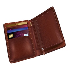 Realistic brown leather wallet vector image