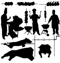 BBQ barbecue related items silhouettes vector image
