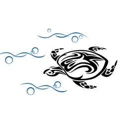 Old turtle in ocean waves vector image
