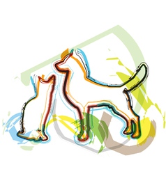 Abstract Cat and dog vector image