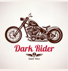 Motorcycle grunge silhouette retro emblem and vector image