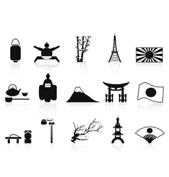 Black japanese icons set vector image