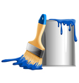 Bucket of paint and brush vector image