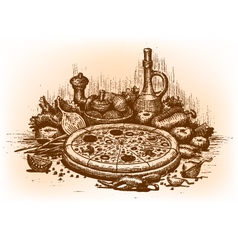 Pizza drawn by hand vector image