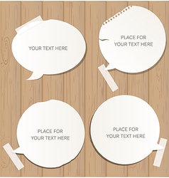 Wooden background with speech bubbles vector image
