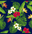 Tropical flowers seamless vector image