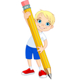 Boy holding pencil vector image