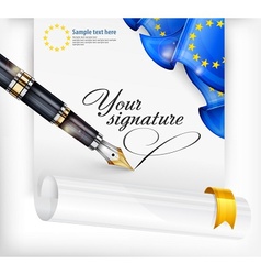 Euro blank and pen vector image
