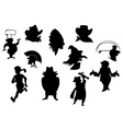 Set of cartoon silhouettes isolated on white backg vector image