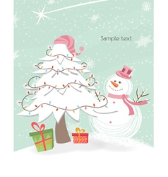 Snowman with tree vector image