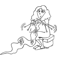 Knitter woman cartoon vector image