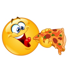 Emoticon eating pizza vector image
