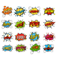 Set of comic bubble speech clouds onomatopoeia vector image