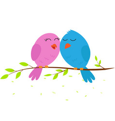 Cute bird with valentine card on branch Royalty Free Vector