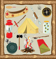 Camping icons and elements vector image
