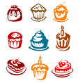 Fruitcakes ad pies set vector image